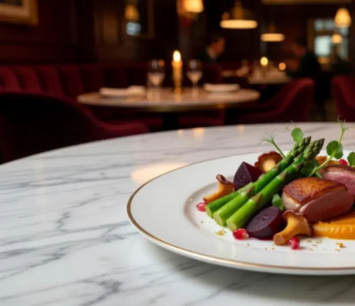 Gourmet, szezonális fine dining fogás elegáns tányéron