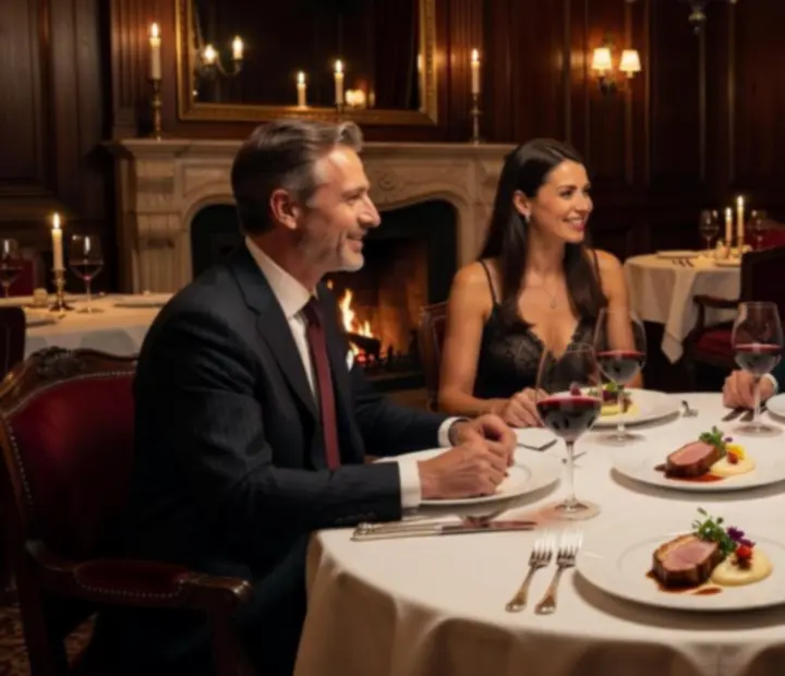Meghitt privát vacsora elegáns, gyertyafényes különteremben